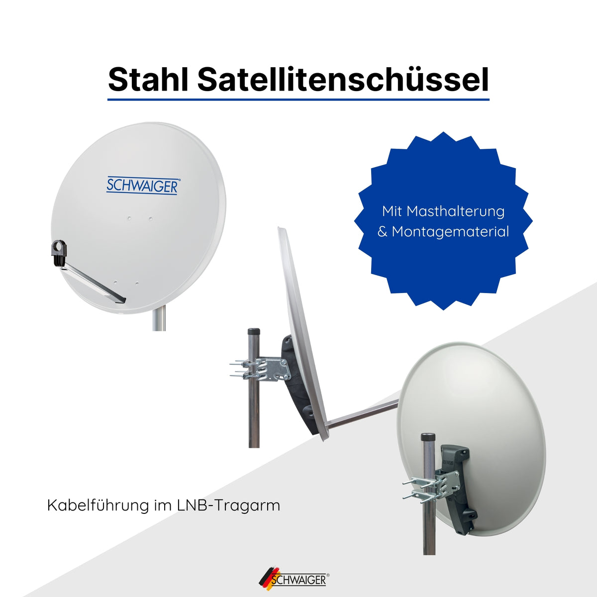 Satellitenanlage Set Hellgrau Stahl 75 cm