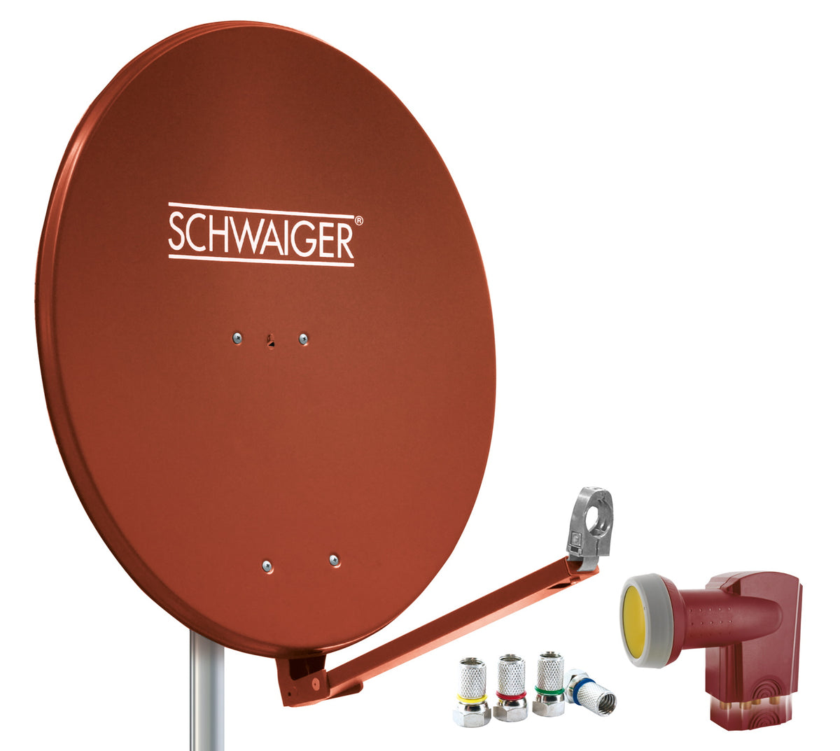 Satellitenanlage Set Ziegelrot Aluminium 88 cm