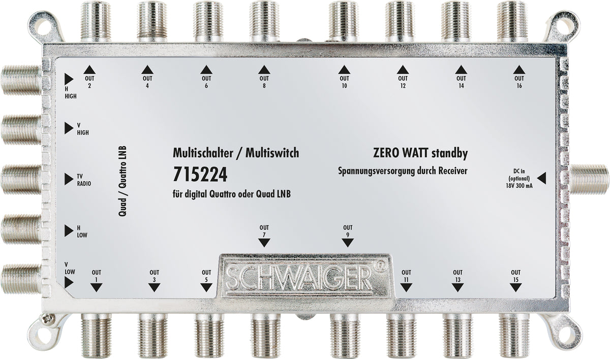 SAT multiswitch 5x16 set with power supply