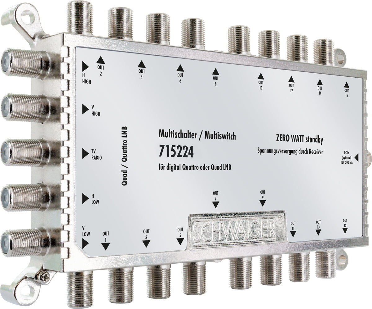 SAT multiswitch 5x16 set with power supply
