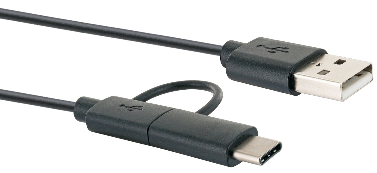 3in1-Kabel Micro-B/USB-C auf USB-A 1 m