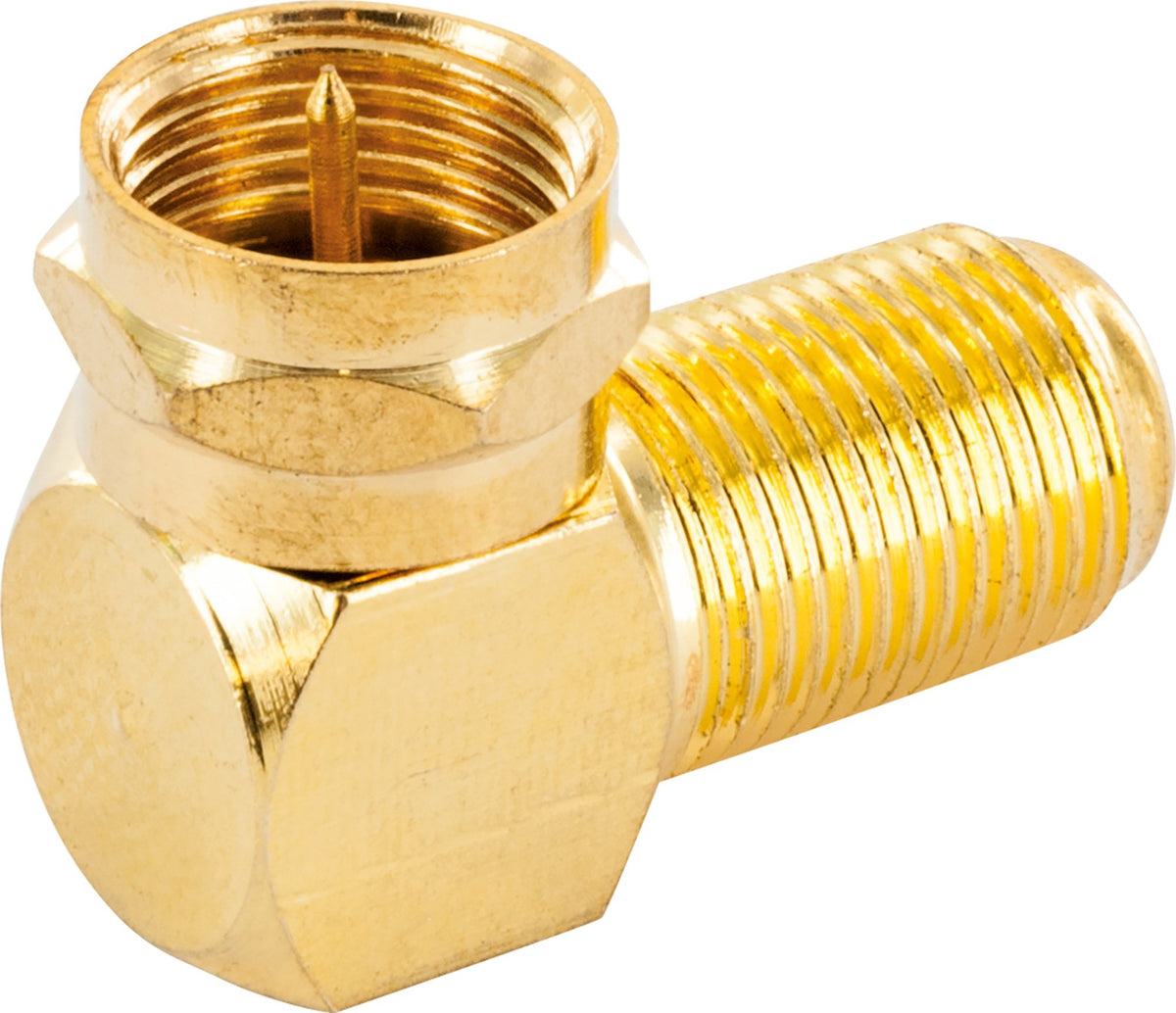 Winkeladapter F-Stecker auf F-Buchse gold