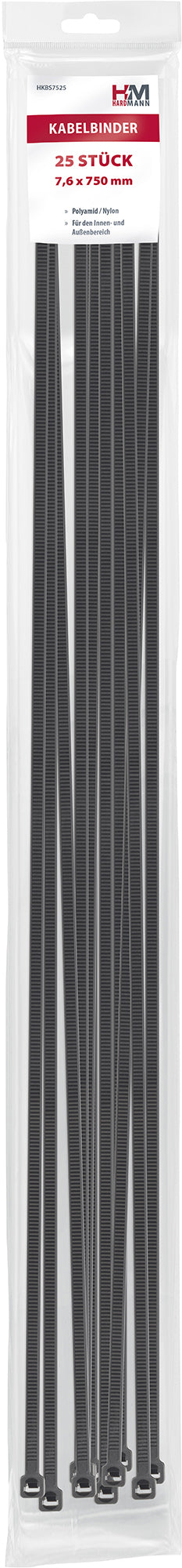 Hardmann Kunststoff-Kabelbinder 75 cm 25 Stk.