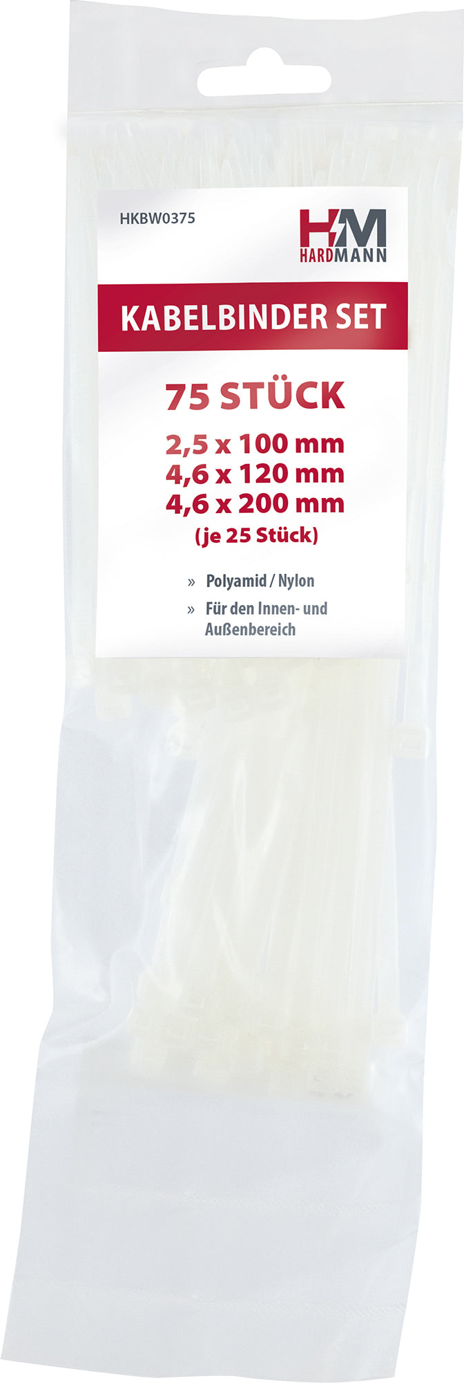 Hardmann Kunststoff-Kabelbinder Set
