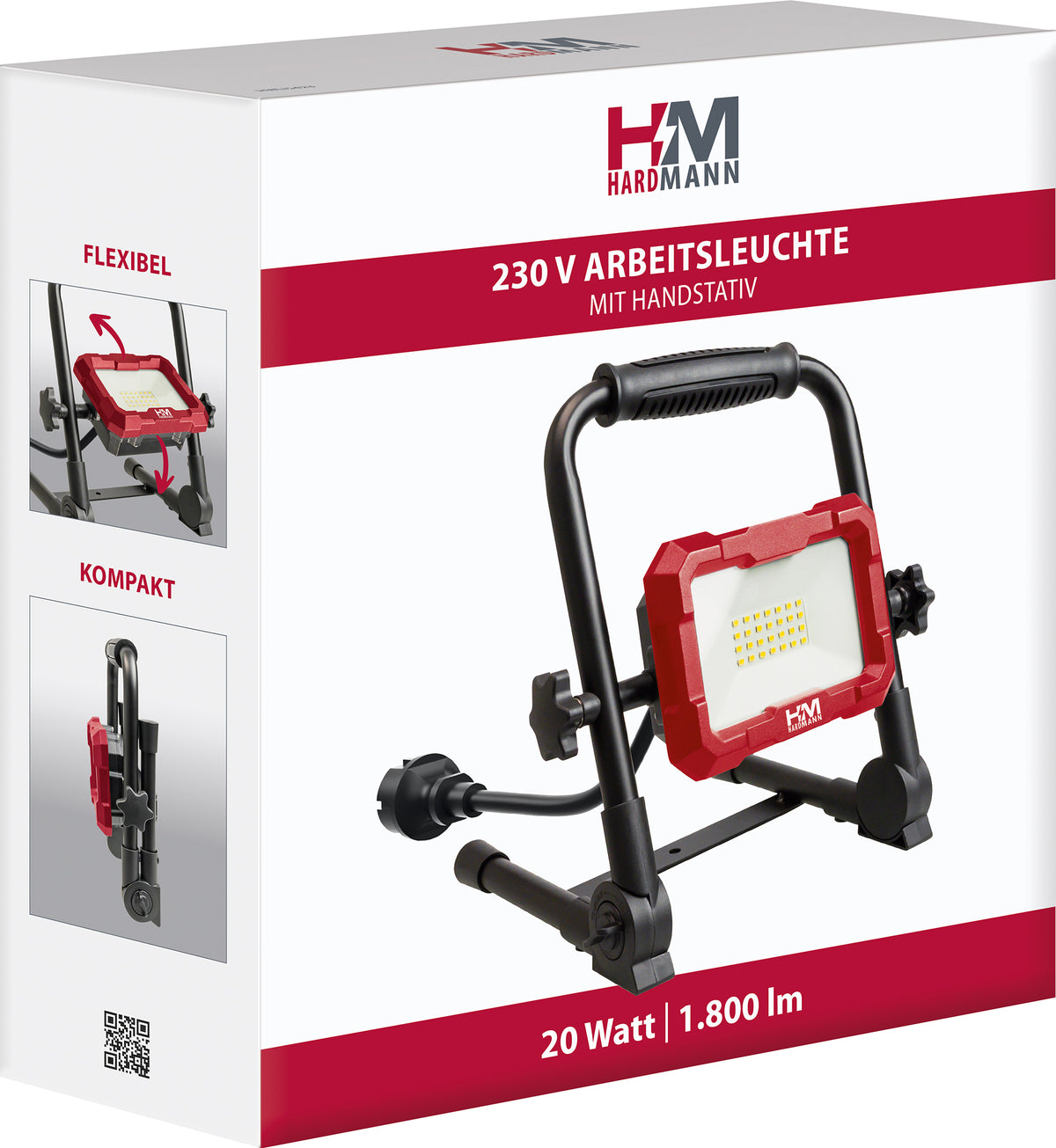 Hardmann Baustrahler mit Handstativ kabelgebunden