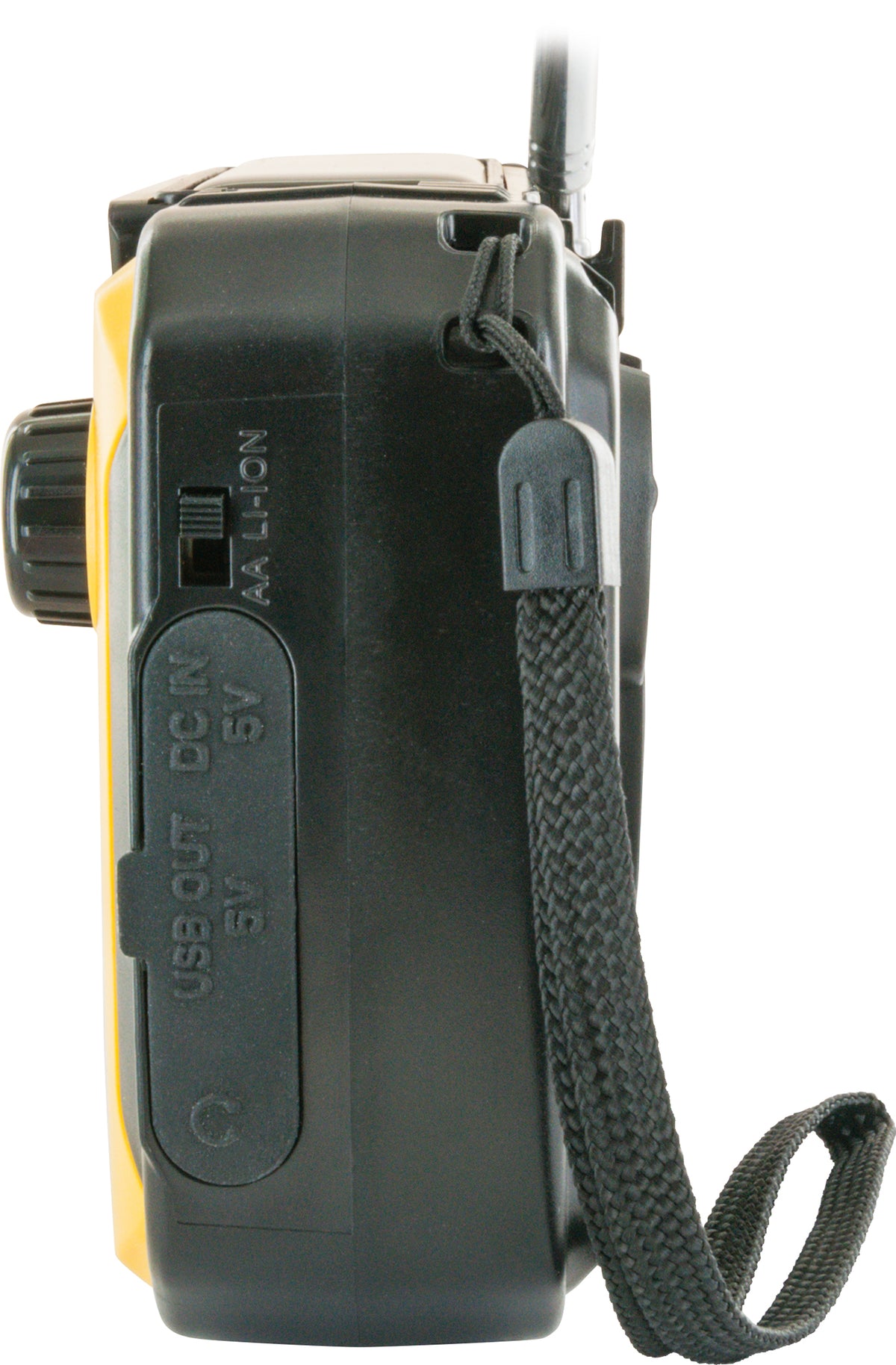 FM outdoor radio with solar panel, flashlight & power bank function