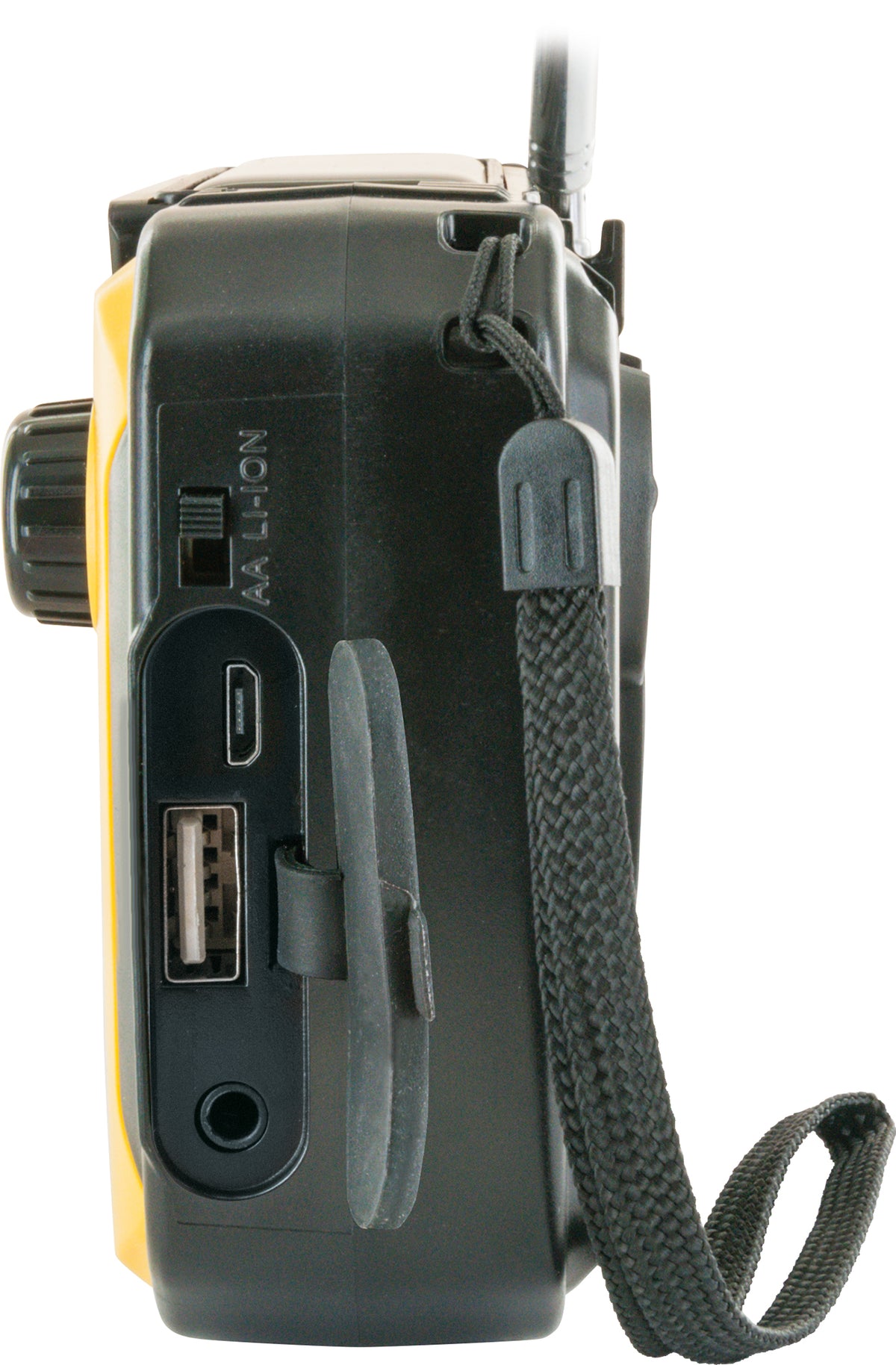 FM outdoor radio with solar panel, flashlight & power bank function