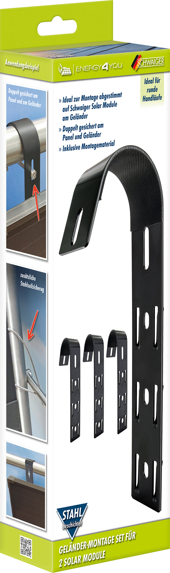 railing mounting set for 2 solar modules