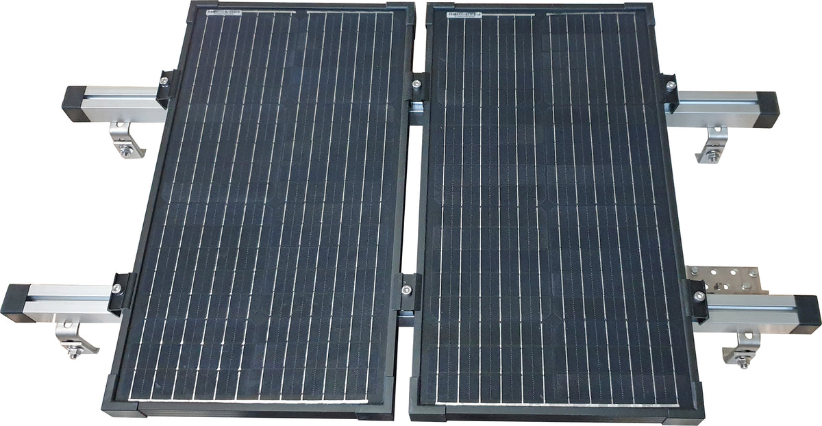 Tile roof mounting set for 2 solar modules