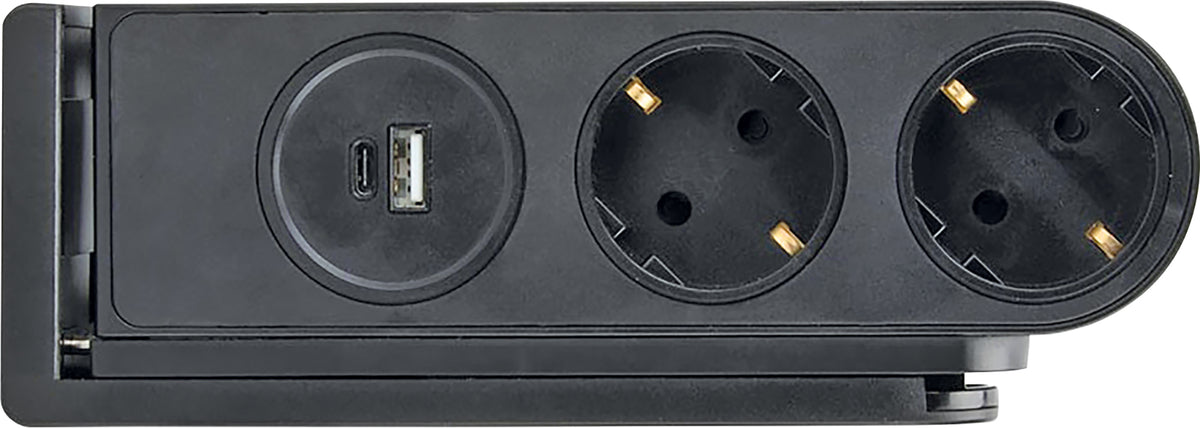 2-way table socket with USB-C/A connection
