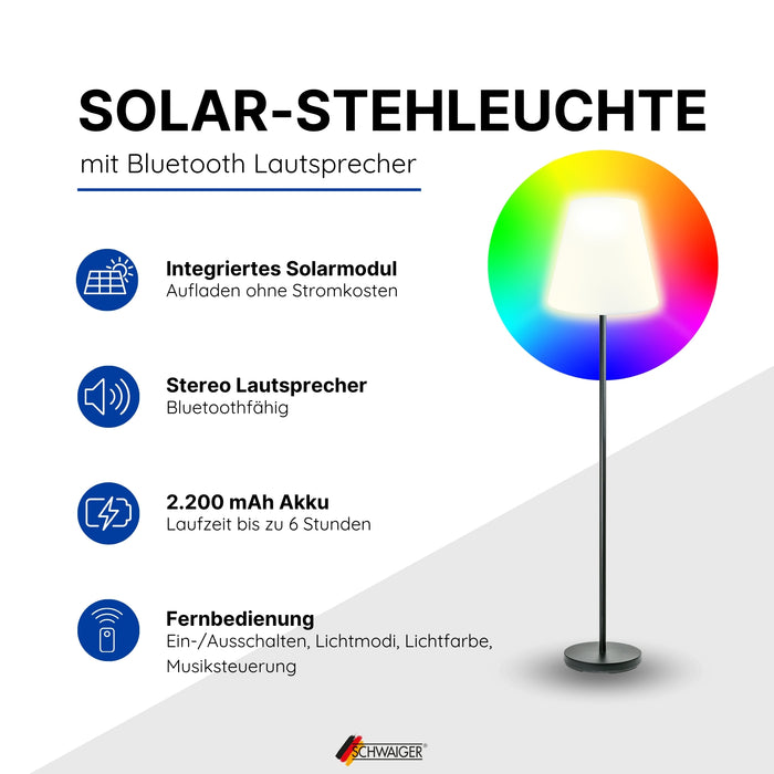 RGB LED solar outdoor floor lamp with Bluetooth speaker