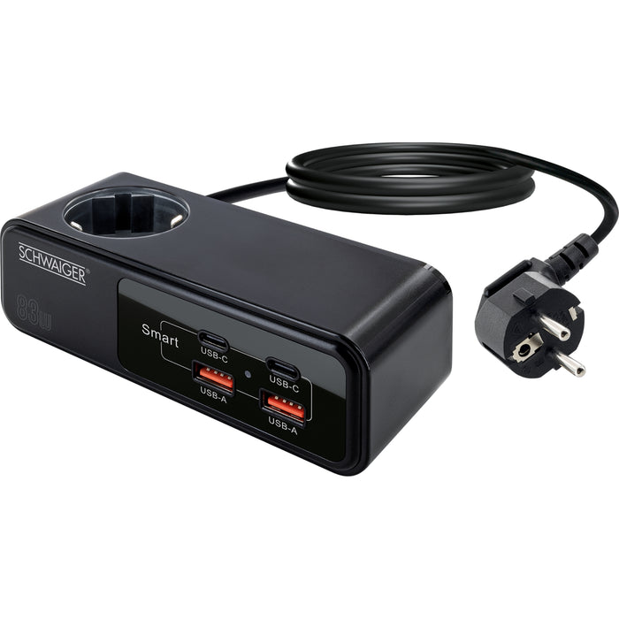 Power strip extension with USB-C &amp; USB-A charger 83W 