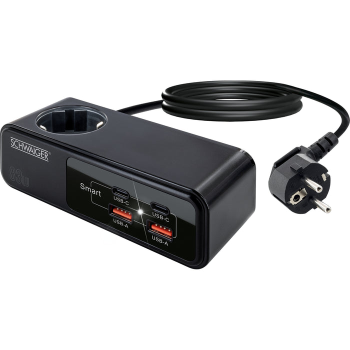 Power strip extension with USB-C &amp; USB-A charger 83W 