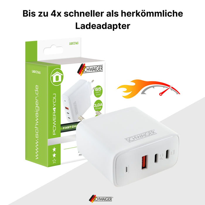 Schnell-Ladeadapter USB-C & A 65W