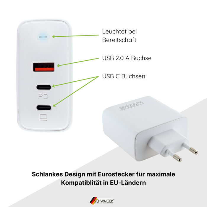 Schnell-Ladeadapter USB-C & A 65W