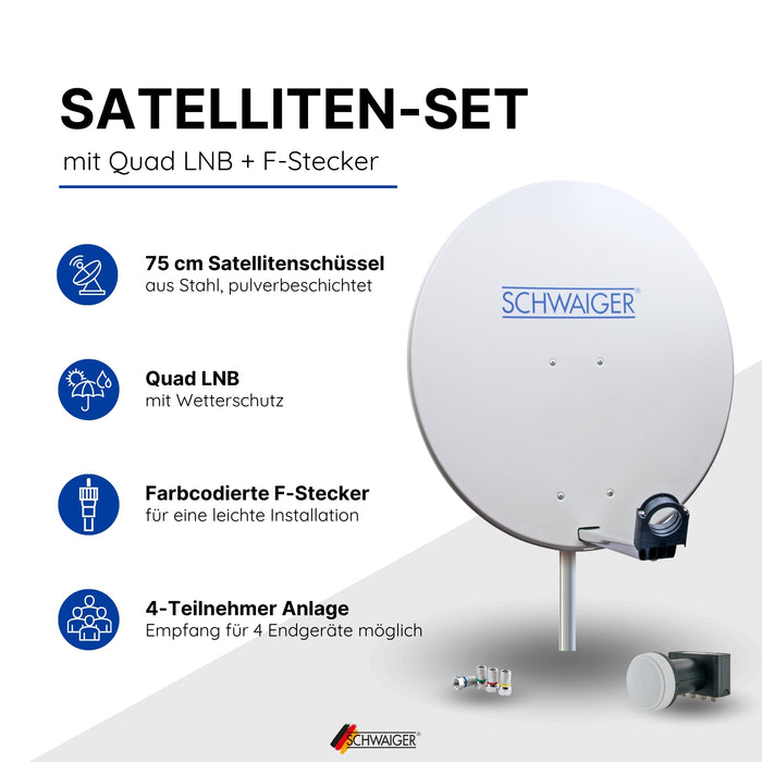 Satellitenanlage Set Weiß Stahl 75 cm