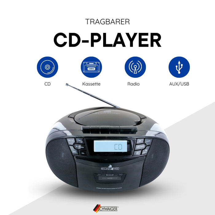 CD-Player mit Kassettenspieler und Radio