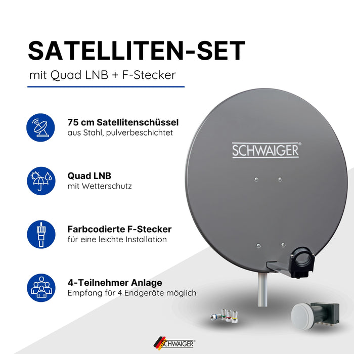 Satellitenanlage Set Anthrazit Stahl 75 cm