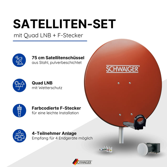 Satellitenanlage Set Ziegelrot Stahl 75 cm