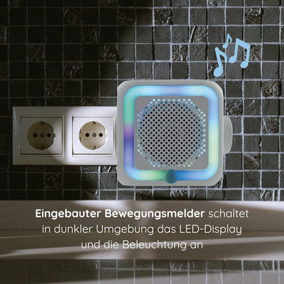 Socket radio with light sensor and lighting