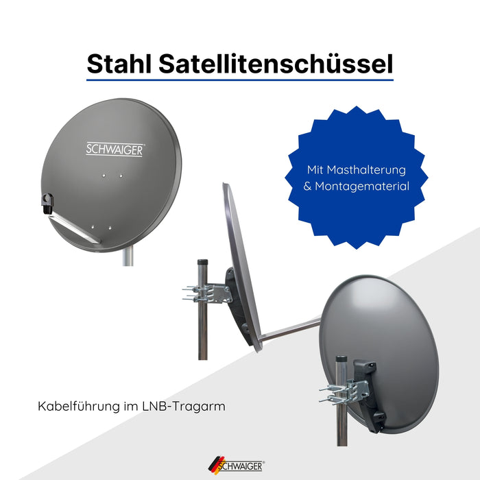 Satellitenanlage Set Anthrazit Stahl 75 cm