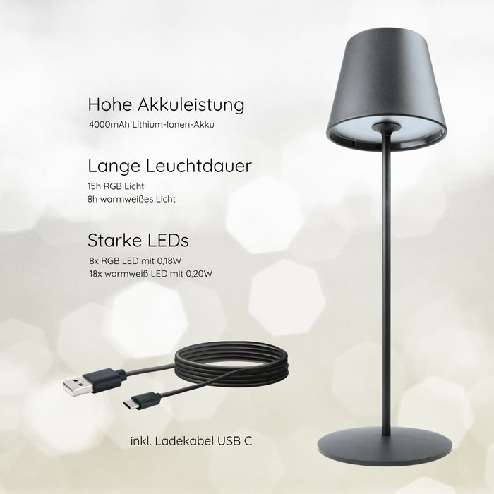 Tischleuchte mit Touchsteuerung aus Metall