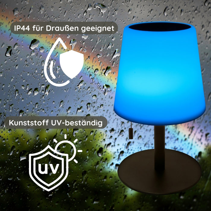 RGB LED outdoor solar table lamp with pull switch