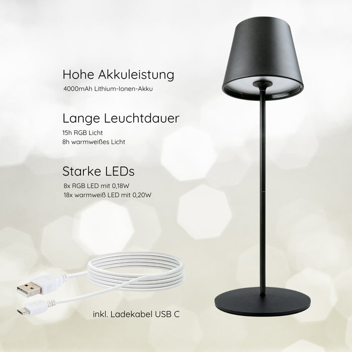 RGB LED table lamp with touch control