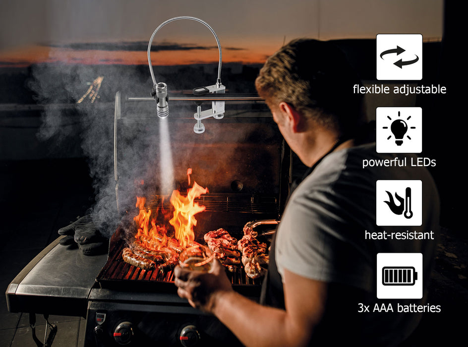 Grill light with gooseneck and clamp mount