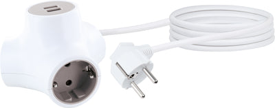 Triple socket cube with 2x USB charging ports