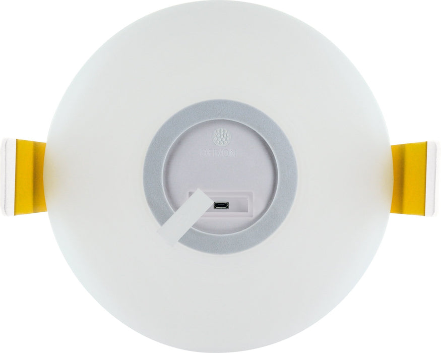 Lautsprecher Tischleuchte mit gelbem Henkel