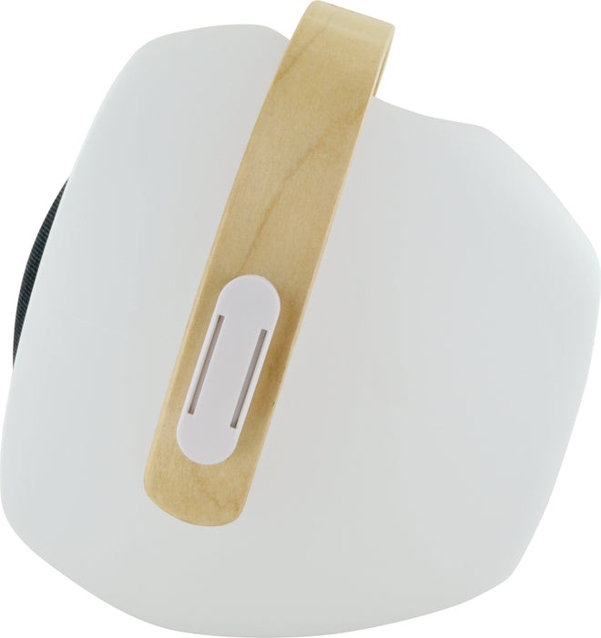 Lautsprecher Tischleuchte mit Holzhenkel