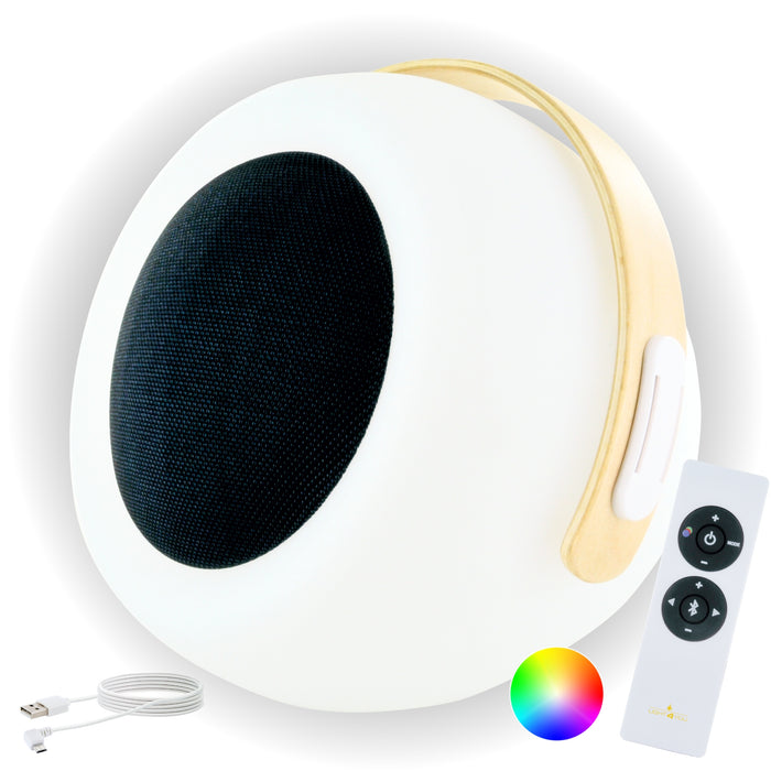 Lautsprecher Tischleuchte mit Holzhenkel