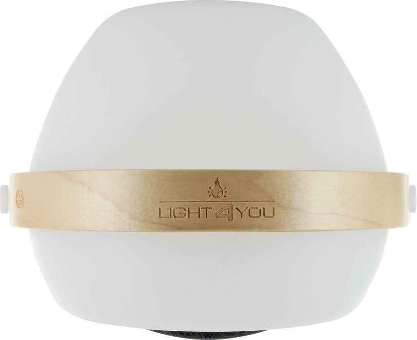 Lautsprecher Tischleuchte mit Holzhenkel