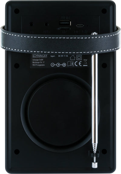 Clock radio via FM (analogue) and AUX-IN