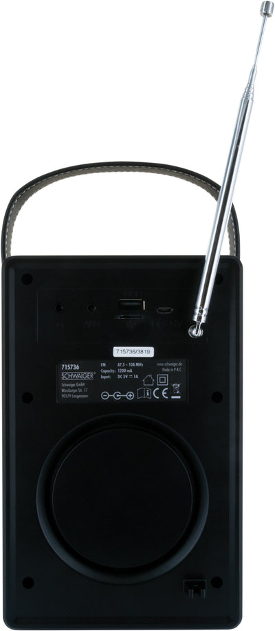 Clock radio via FM (analogue) and AUX-IN