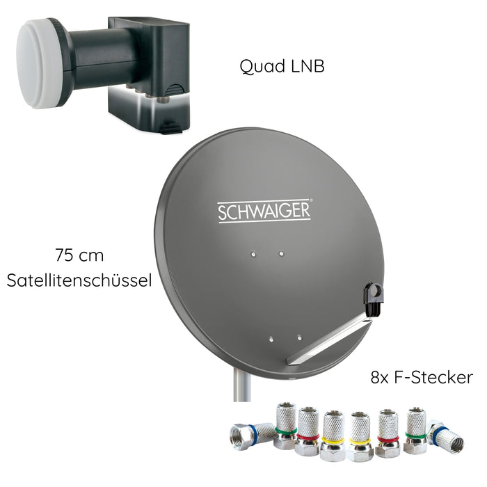 Satellitenanlage Set Anthrazit Stahl 75 cm