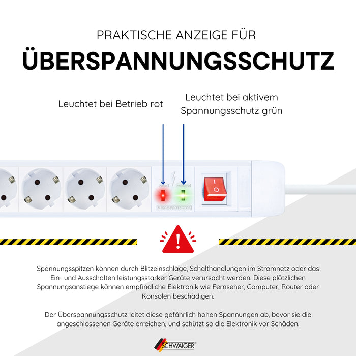 8-way power strip with surge protection 1.5 m