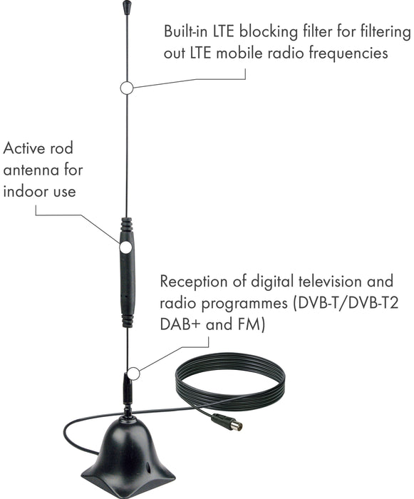 DVB-T2 HD Stabantenne (aktiv)