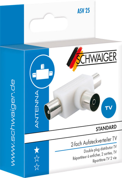 Aufsteckverteiler TV 2-fach für Antennen- und Kabelanlagen 4 dB