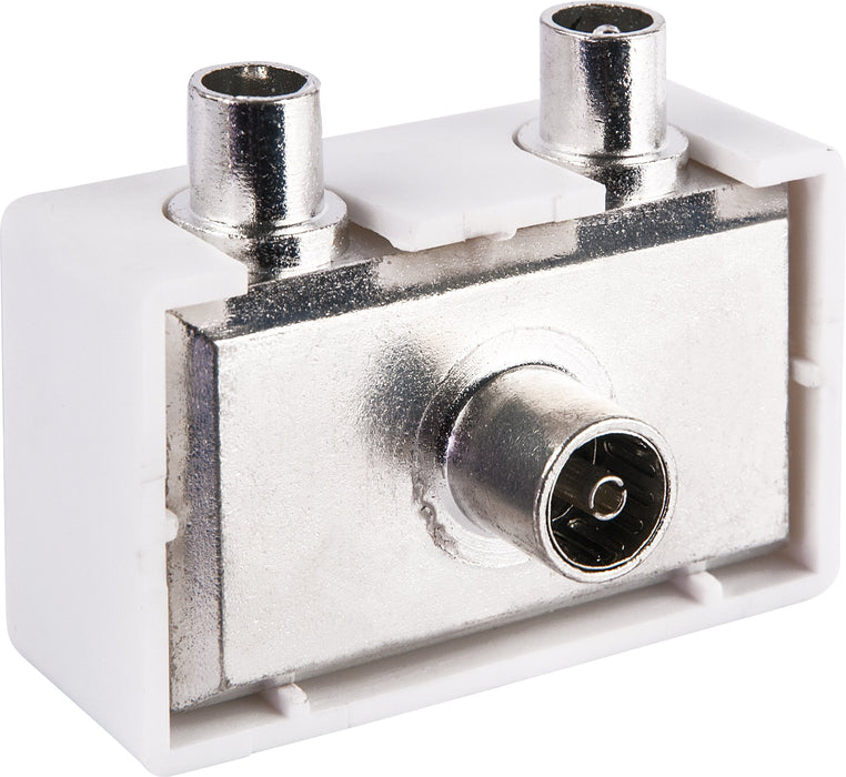 Aufsteckverteiler 2-fach für Antennen- und Kabelanlagen 6 dB