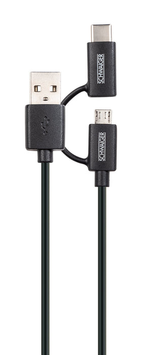 3in1-Kabel Micro-B/USB-C auf USB-A 1 m