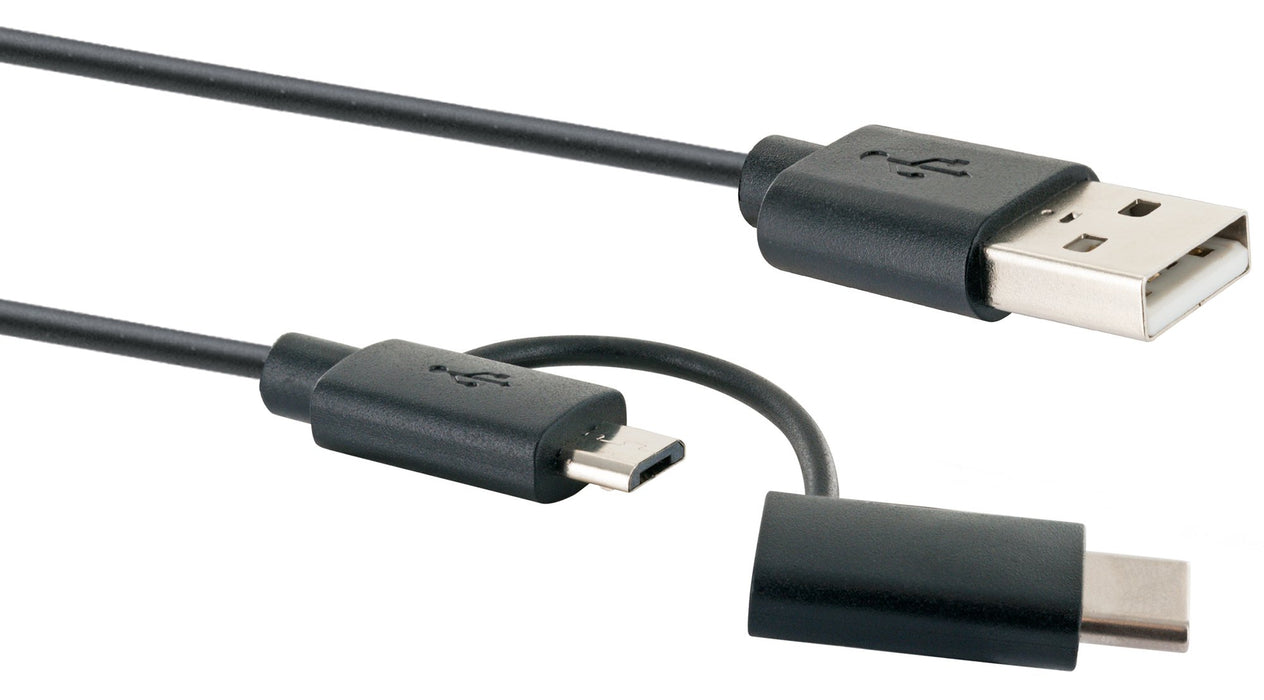 3in1-Kabel Micro-B/USB-C auf USB-A 1 m