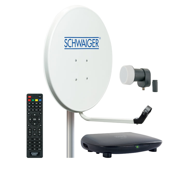 Satellitenanlage Set Weiß Stahl 55 cm mit Receiver