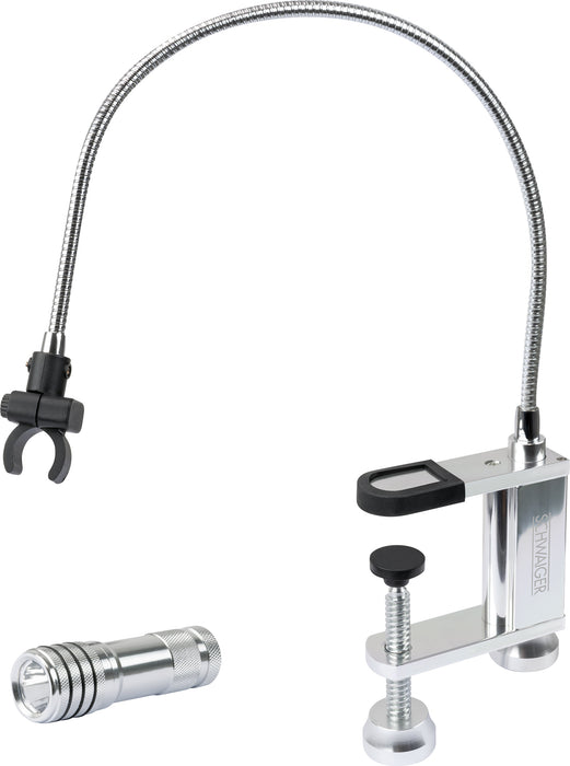 Grill-Leuchte mit Schwanenhals und Klemmhalterung