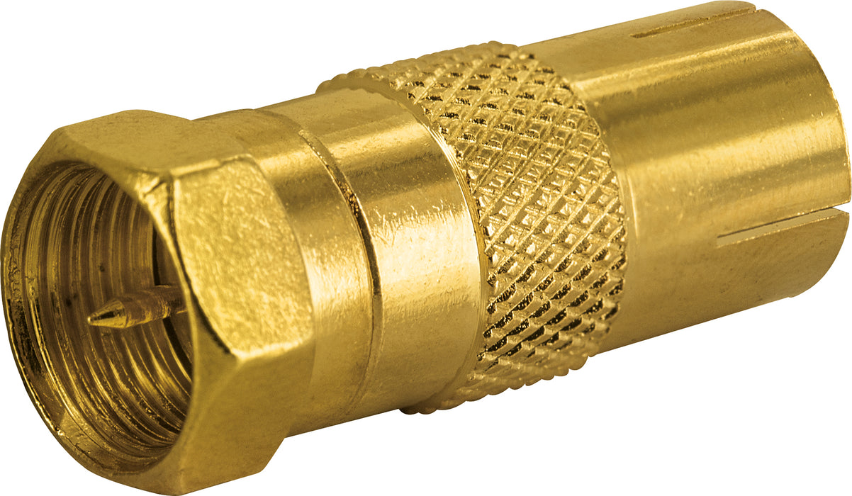 Adapter F-Stecker auf IEC-Buchse gold