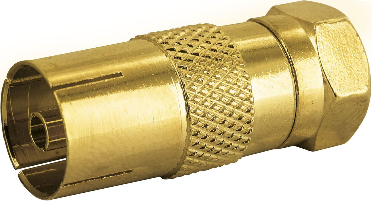 Adapter F-Stecker auf IEC-Buchse gold