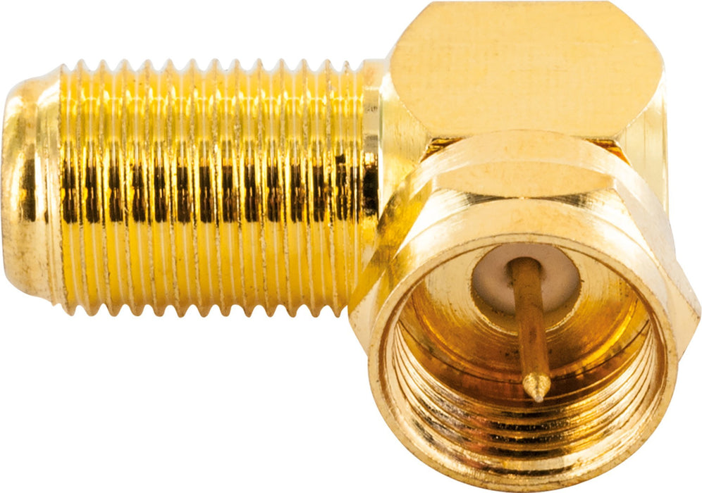 Winkeladapter F-Stecker auf F-Buchse gold
