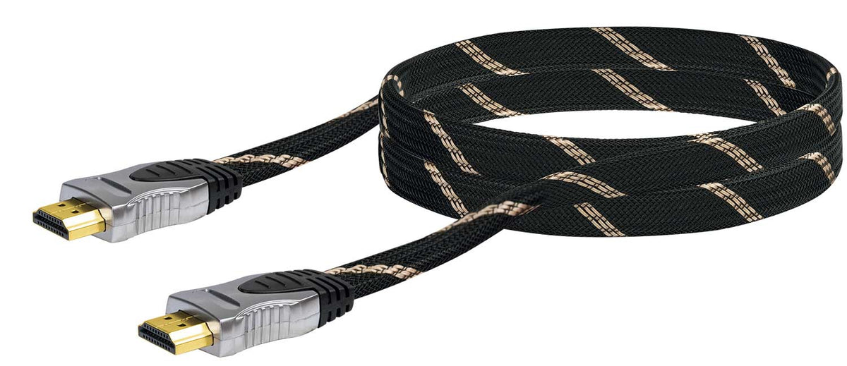 HDMI®-Kabel mit Ethernet Nylon 18 Gbit/s schwarz/silber/gold 3/5 m