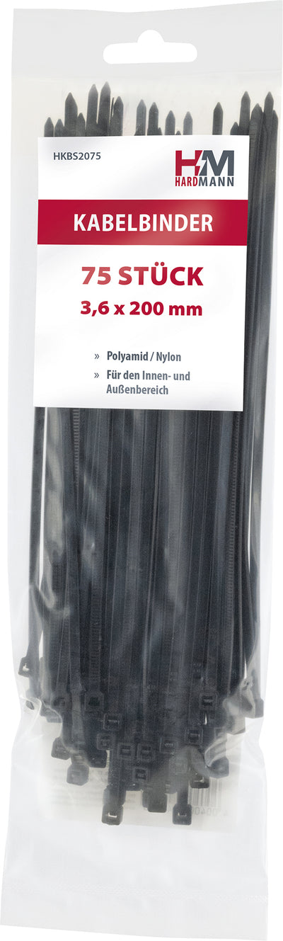 Hardmann Kunststoff-Kabelbinder 20 cm 75 Stk